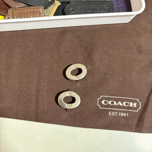 2 pieces NICKEL Vintage Coach Turnlock Faces Replacement Parts Hardware - Picture 9 of 10